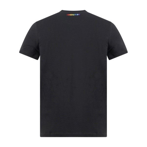 Dsquared2 - T-shirt nera manica corta con ricamo logo over fit per uomo |