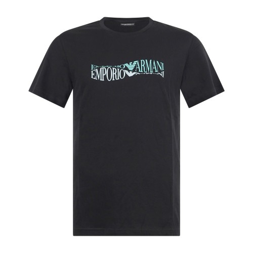 Emporio Armani - T-shirt nera manica corta con stampa logo sul fronte per uomo