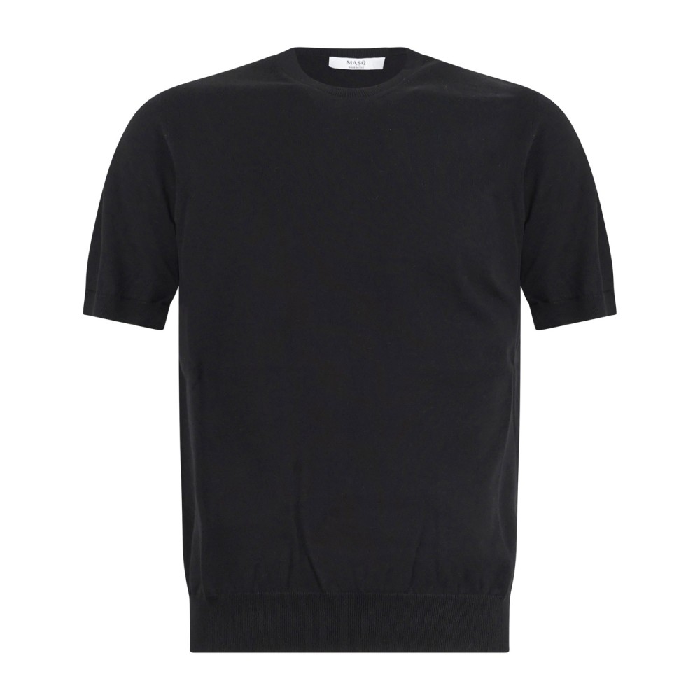 MASQ - T-shirt nera manica corta in maglia di cotone per uomo | m5425-1002