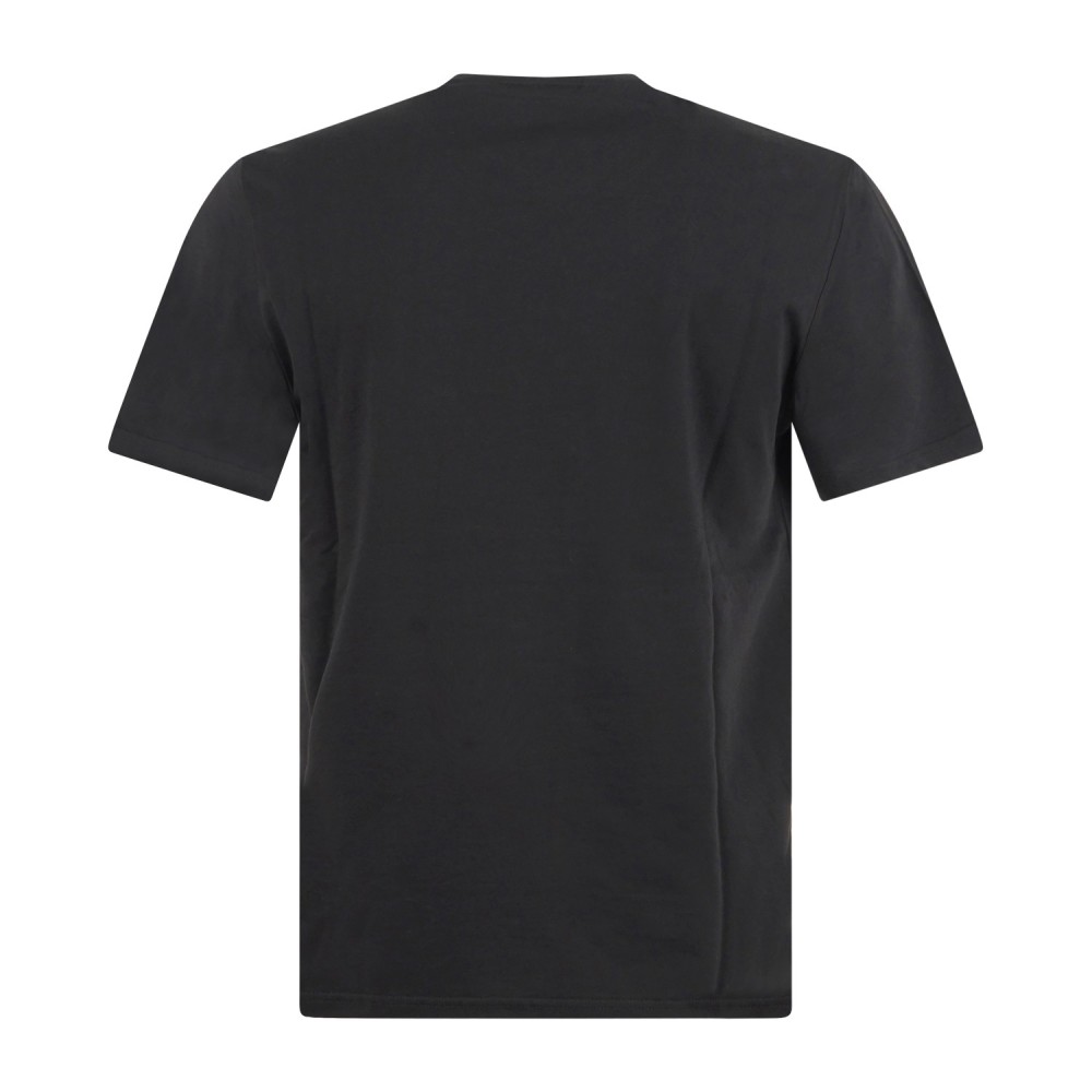 Emporio Armani - T-shirt nero manica corta con bande logate sulle spalle per