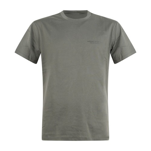 Armani Exchange - T-shirt verde in jersey di cotone con logo sul petto per uomo