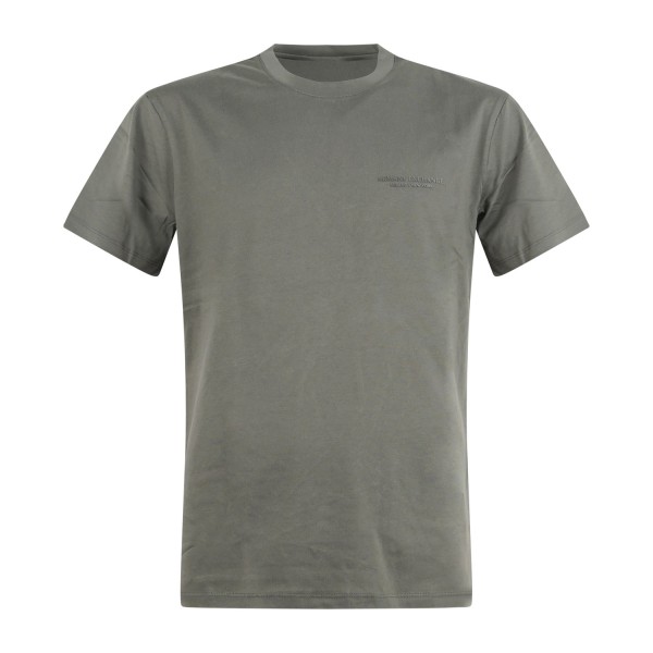 Armani Exchange - T-shirt verde in jersey di cotone con logo sul petto per uomo