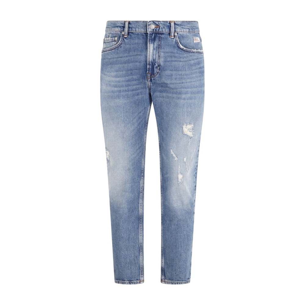 Roy Roger's - Jeans denim Re-Search 5 tasche dapper con rotture per uomo |