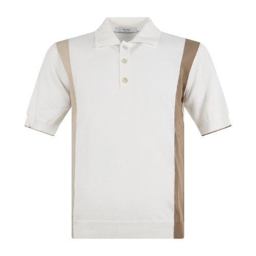 MASQ - Polo bianca manica corta color block in maglia di cotone per uomo |
