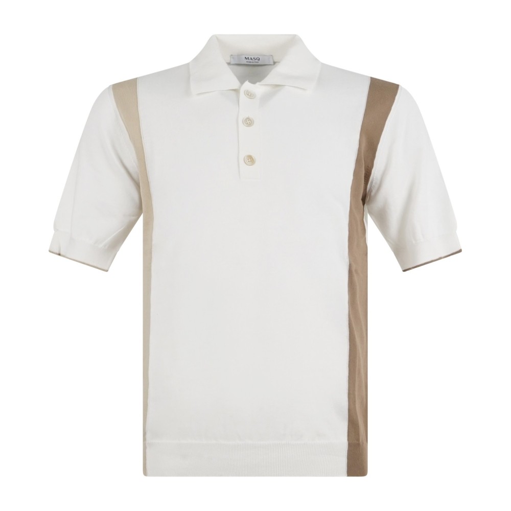 MASQ - Polo bianca manica corta color block in maglia di cotone per uomo |