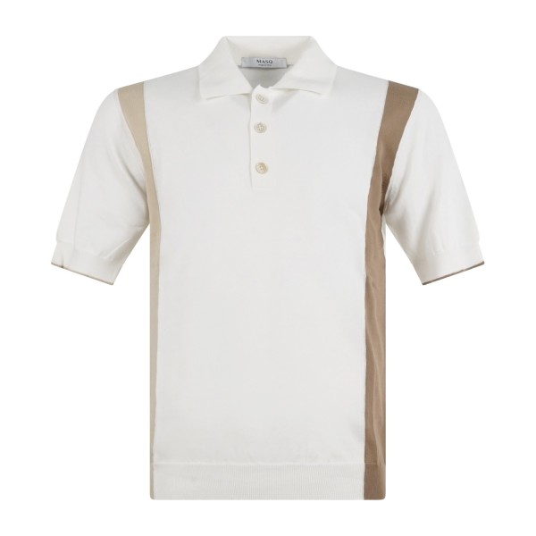 MASQ - Polo bianca manica corta color block in maglia di cotone per uomo |