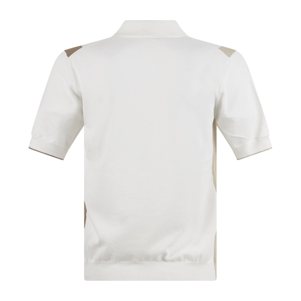 MASQ - Polo bianca manica corta color block in maglia di cotone per uomo |