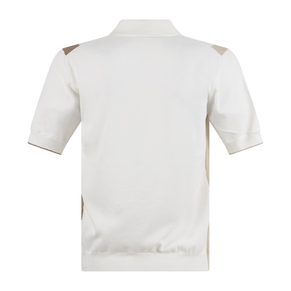 MASQ - Polo bianca manica corta color block in maglia di cotone per uomo |