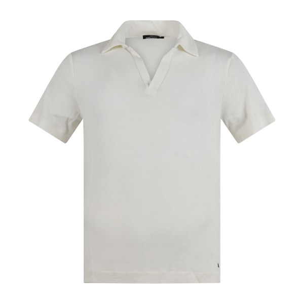 Daniele Alessandrini - Polo bianca senza bottoni manica corta in viscosa per