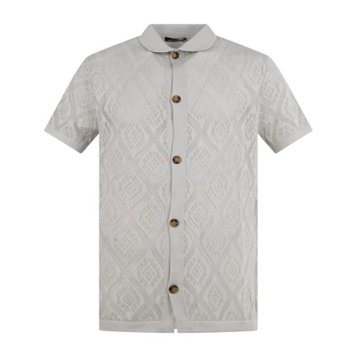 Daniele Alessandrini - Polo grigia con bottoni manica cortacon lavorazione