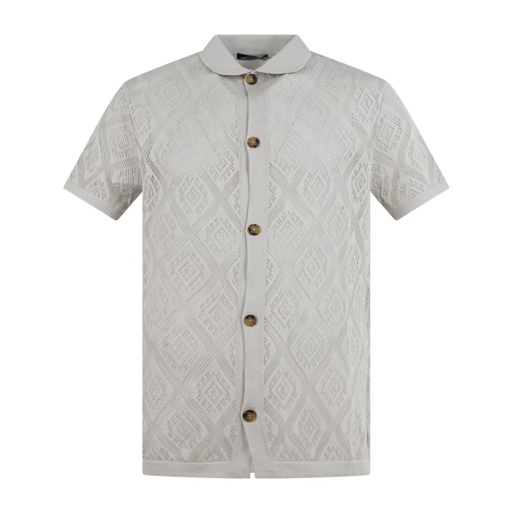 Daniele Alessandrini - Polo grigia con bottoni manica cortacon lavorazione