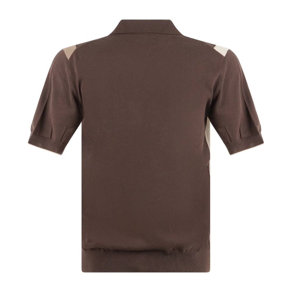 MASQ - Polo marrone manica corta color block in maglia di cotone per uomo |