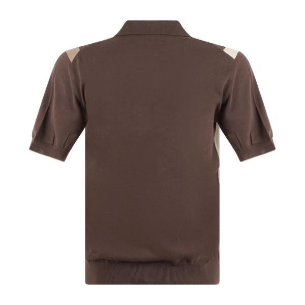 MASQ - Polo marrone manica corta color block in maglia di cotone per uomo |