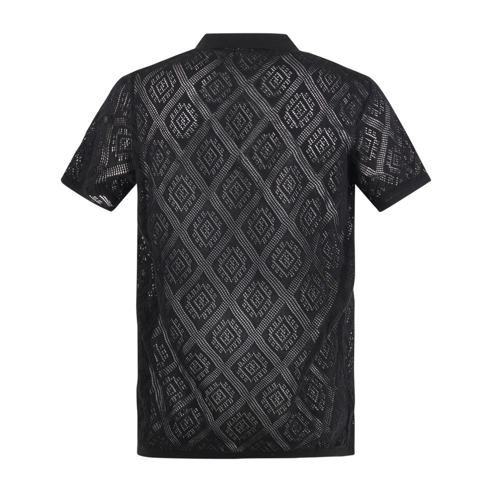 Daniele Alessandrini - Polo nera con bottoni manica cortacon lavorazione