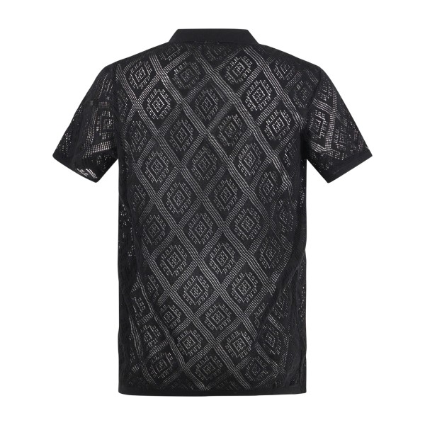 Daniele Alessandrini - Polo nera con bottoni manica cortacon lavorazione