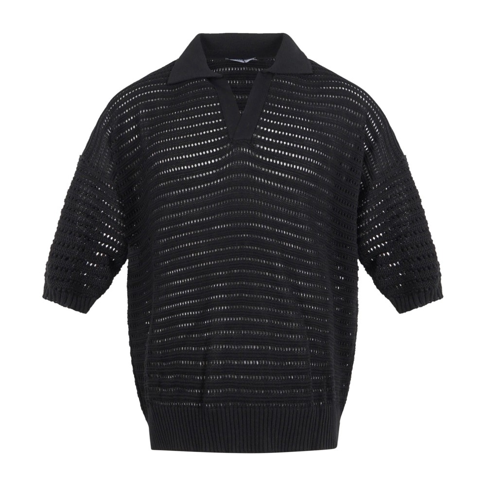 Daniele Alessandrini - Polo nera senza bottoni manica corta in maglia con