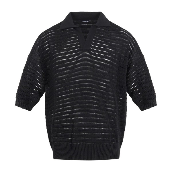 Daniele Alessandrini - Polo nera senza bottoni manica corta in maglia con