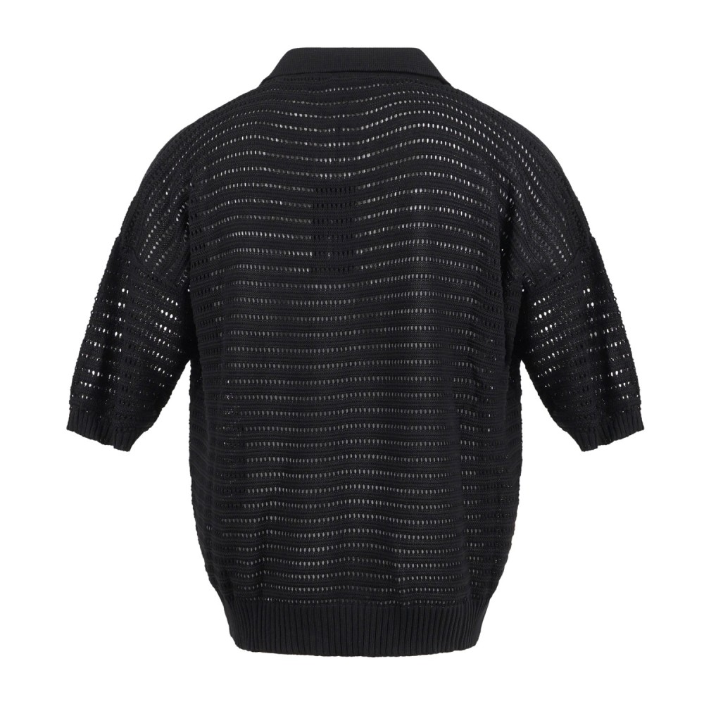 Daniele Alessandrini - Polo nera senza bottoni manica corta in maglia con