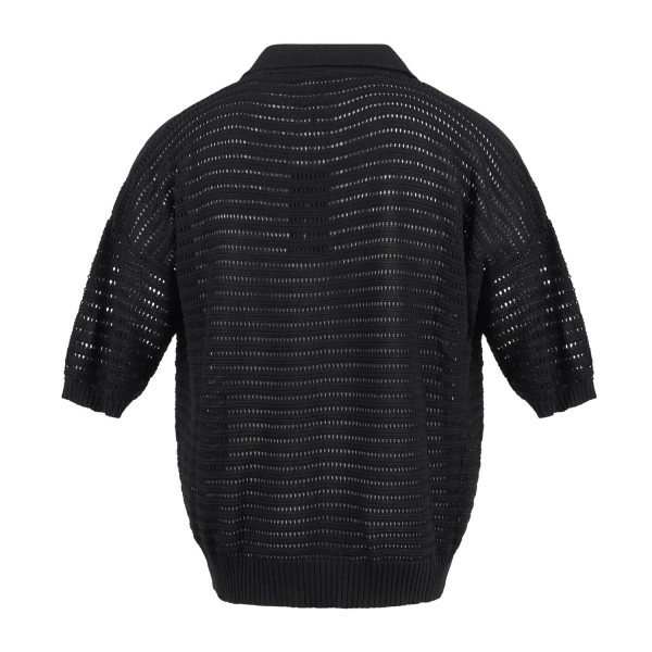 Daniele Alessandrini - Polo nera senza bottoni manica corta in maglia con