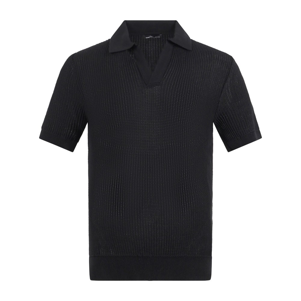 Daniele Alessandrini - Polo nera senza bottoni manica corta in maglia di cotone