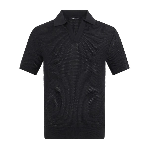 Daniele Alessandrini - Polo nera senza bottoni manica corta in maglia di cotone