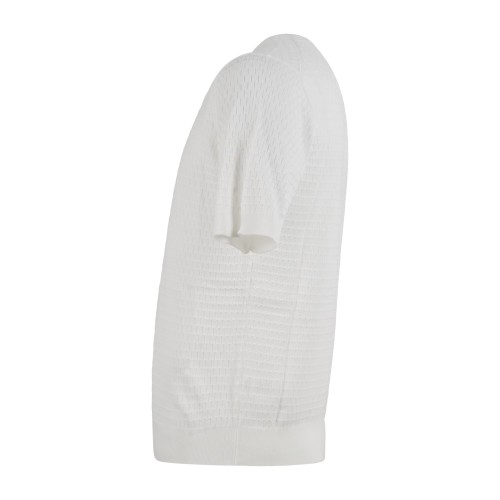 MASQ - T-shirt bianca manica corta con lavorazione intarsio in maglia di cotone 2