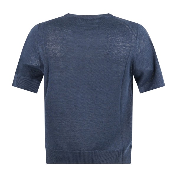 MASQ - T-shirt blu manica corta in maglia di lino per uomo | m5425-1042 650blu