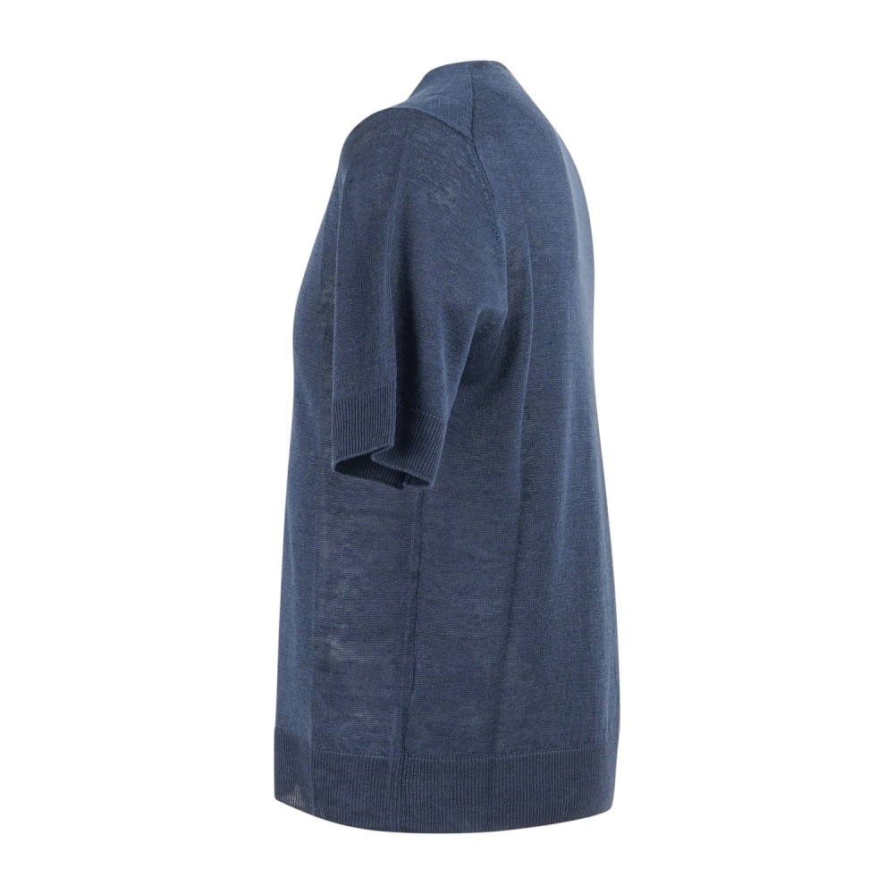 MASQ - T-shirt blu manica corta in maglia di lino per uomo | m5425-1042 650blu