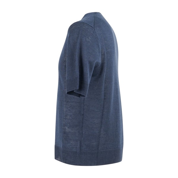 MASQ - T-shirt blu manica corta in maglia di lino per uomo | m5425-1042 650blu