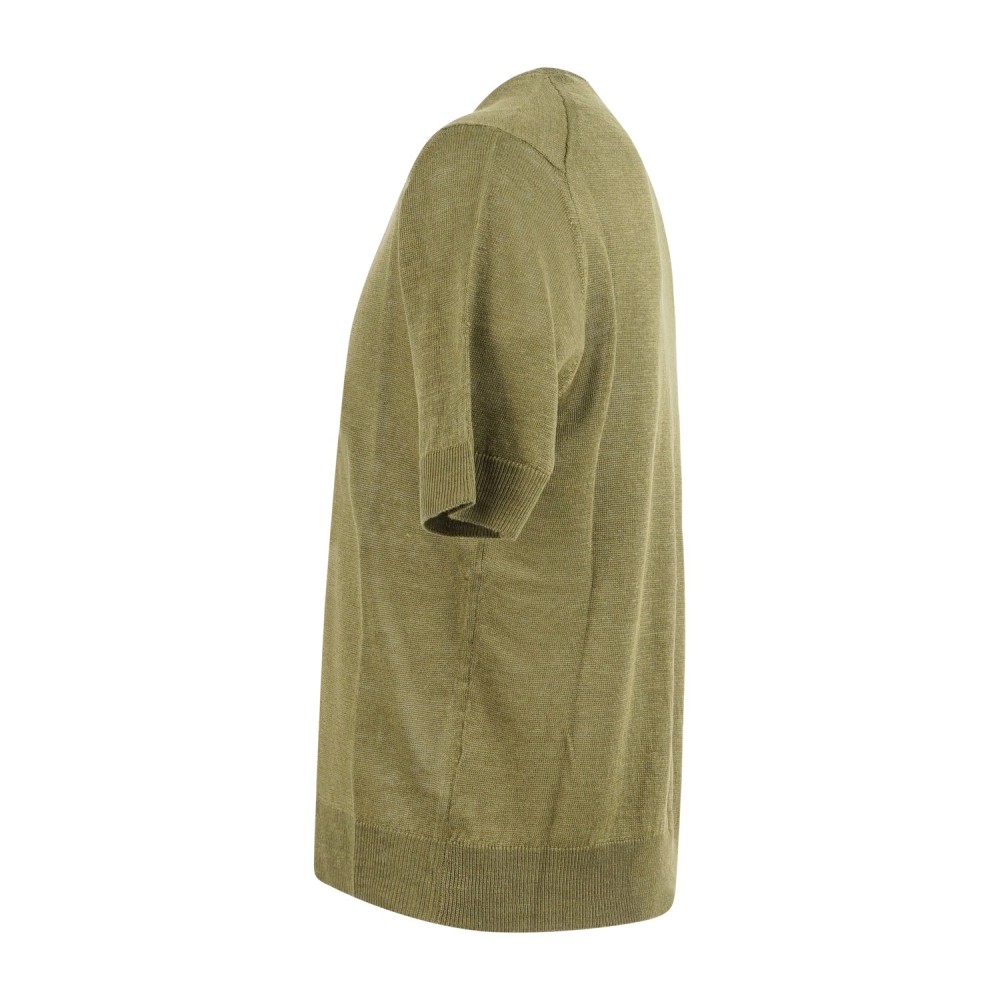 MASQ - T-shirt verde manica corta in maglia di lino per uomo | m5425-1042