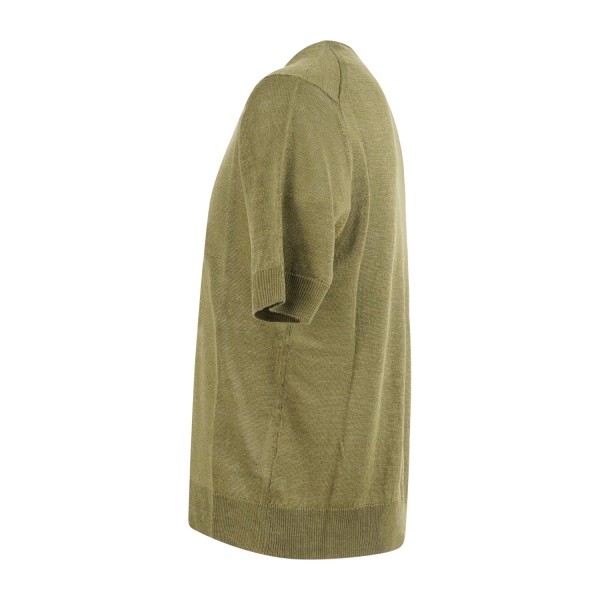 MASQ - T-shirt verde manica corta in maglia di lino per uomo | m5425-1042