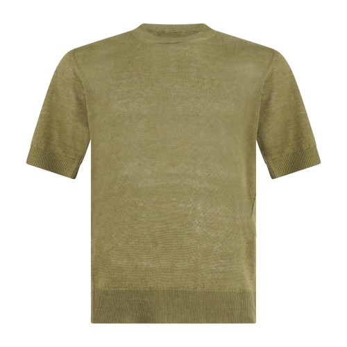 MASQ - T-shirt verde manica corta in maglia di lino per uomo | m5425-1042