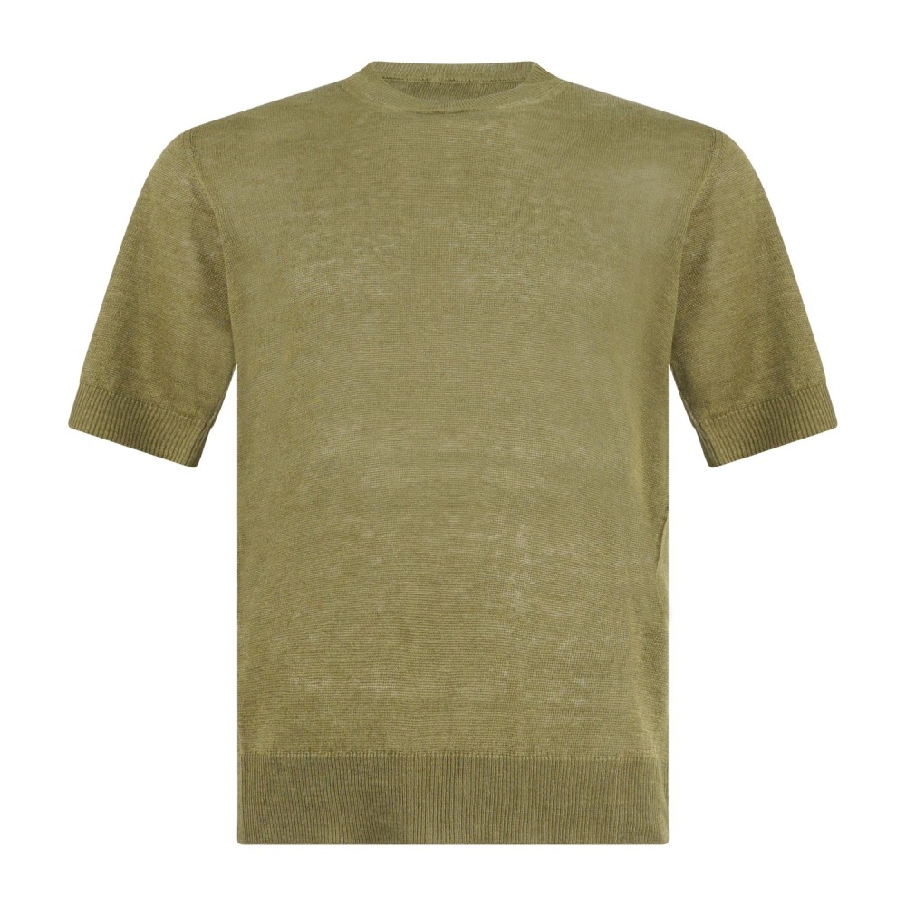 MASQ - T-shirt verde manica corta in maglia di lino per uomo | m5425-1042