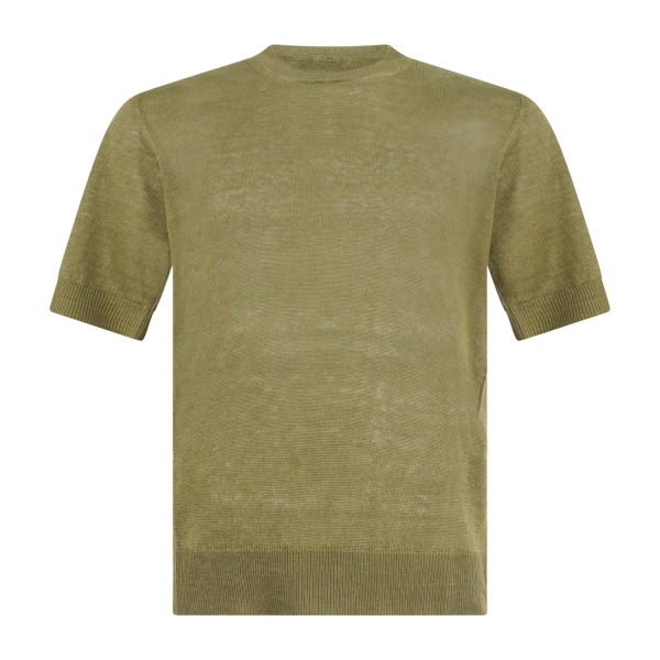 MASQ - T-shirt verde manica corta in maglia di lino per uomo | m5425-1042