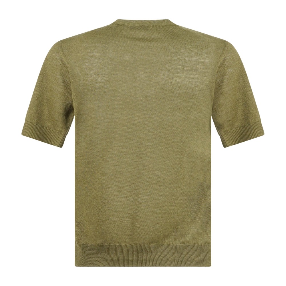 MASQ - T-shirt verde manica corta in maglia di lino per uomo | m5425-1042