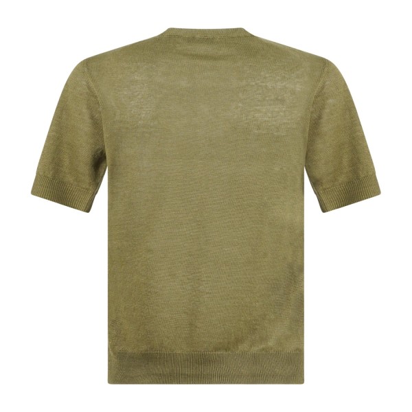 MASQ - T-shirt verde manica corta in maglia di lino per uomo | m5425-1042