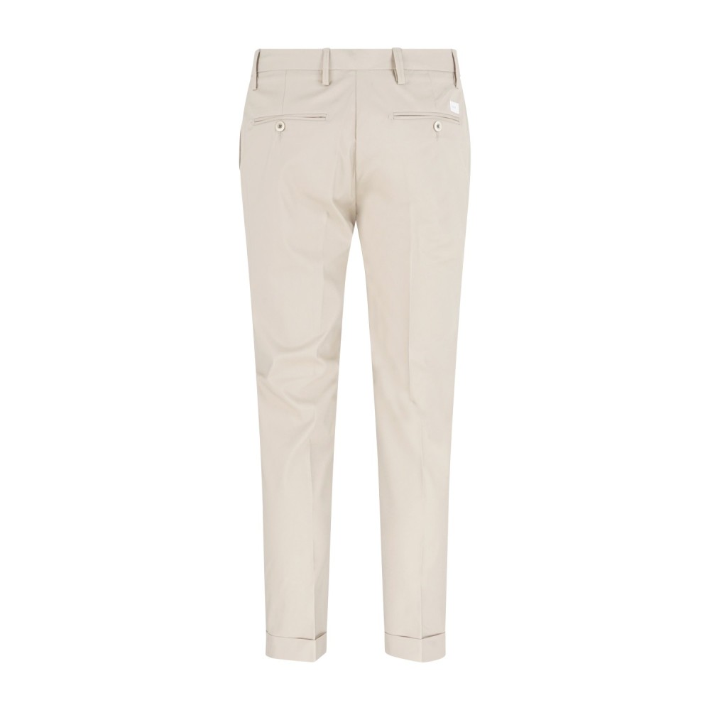 Barbati - Pantalone beige Gregory in cotone leggero con pence e coulisse per