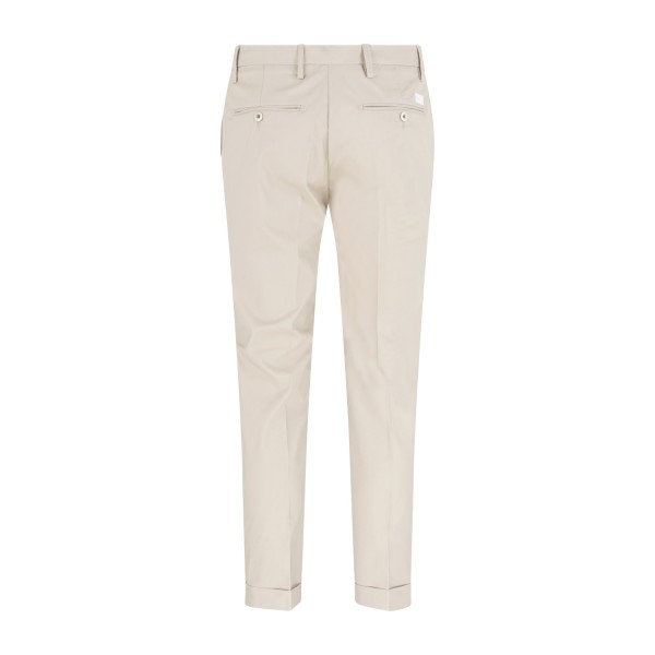 Barbati - Pantalone beige Gregory in cotone leggero con pence e coulisse per