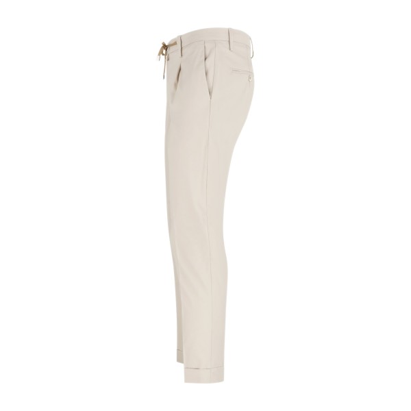 Barbati - Pantalone beige Gregory in cotone leggero con pence e coulisse per
