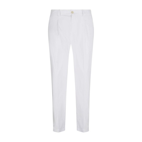 Daniele Alessandrini - Pantalone bianco in cotone con pence carrot fit per uomo