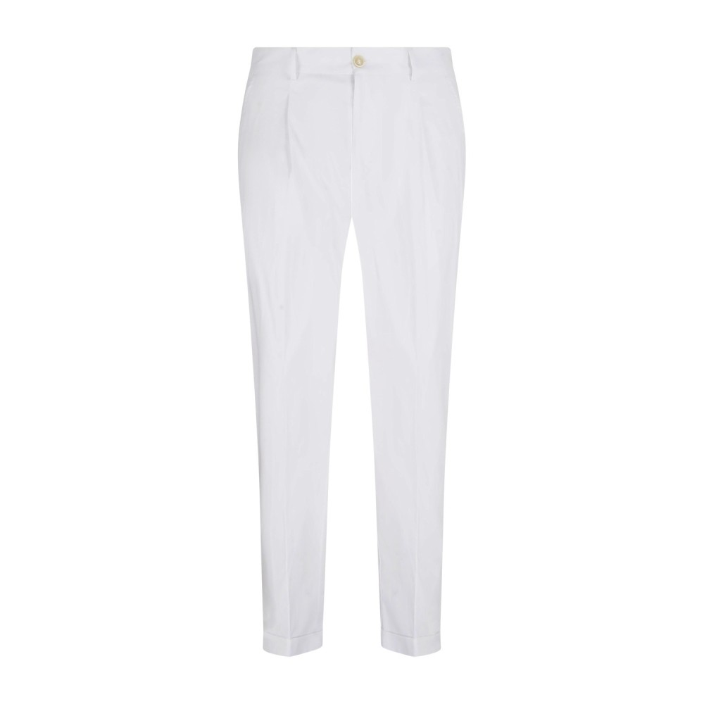 Daniele Alessandrini - Pantalone bianco in cotone con pence carrot fit per uomo