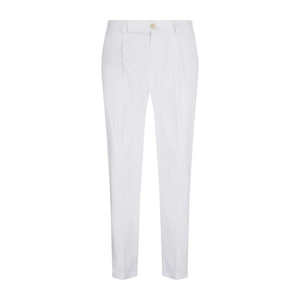 Daniele Alessandrini - Pantalone bianco in cotone con pence carrot fit per uomo