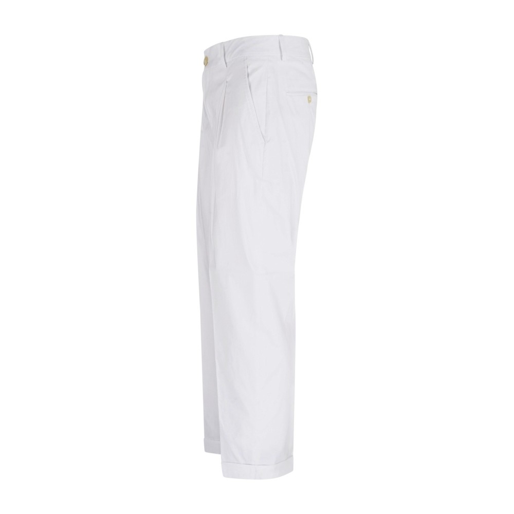 Daniele Alessandrini - Pantalone bianco in cotone con pence carrot fit per uomo