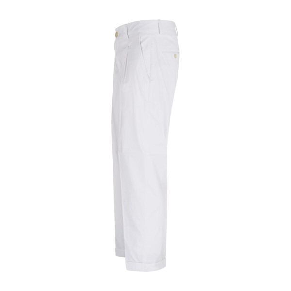 Daniele Alessandrini - Pantalone bianco in cotone con pence carrot fit per uomo