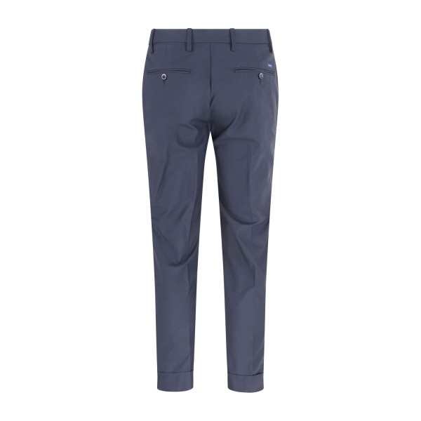 Barbati - Pantalone blu Gregory in cotone leggero con pence e coulisse per uomo