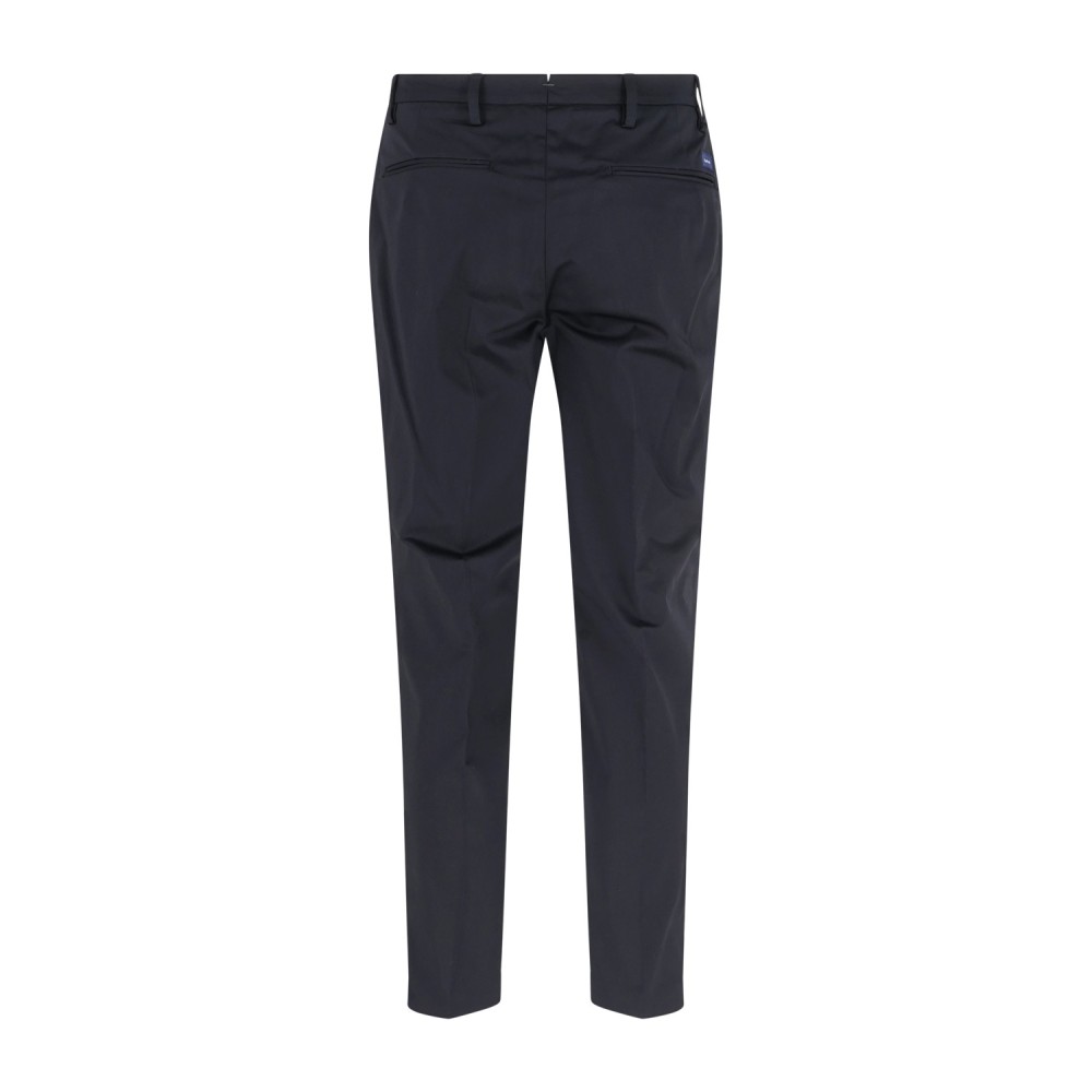 Barbati - Pantalone blu Oliver in cotone leggero con doppia pence over fit per