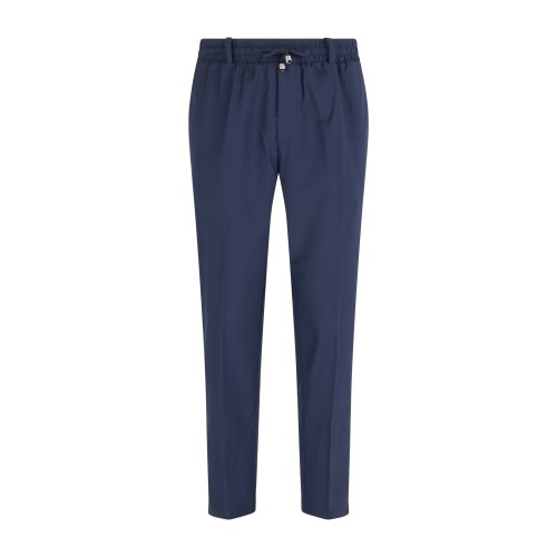 Richmond X - Pantalone blu Vexon taglio dritto con elastico in vita e coulisse