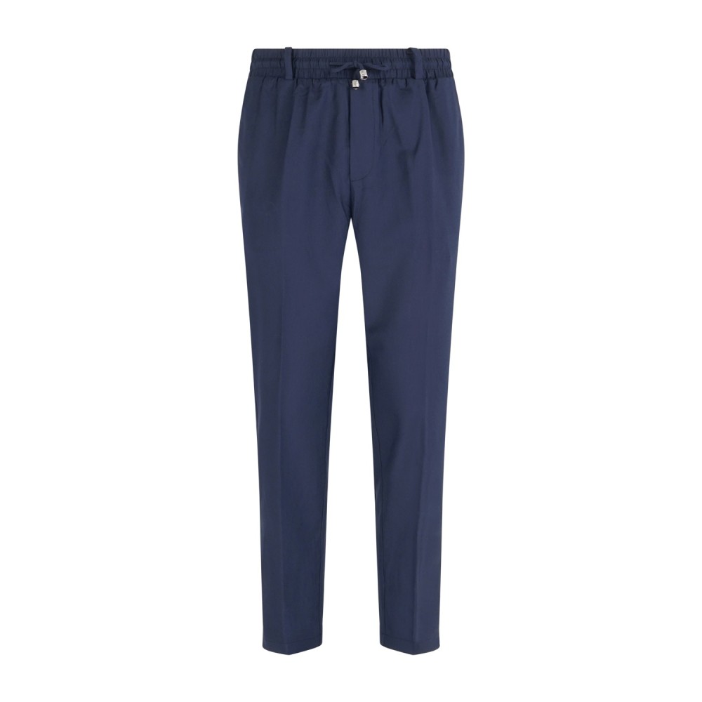 Richmond X - Pantalone blu Vexon taglio dritto con elastico in vita e coulisse