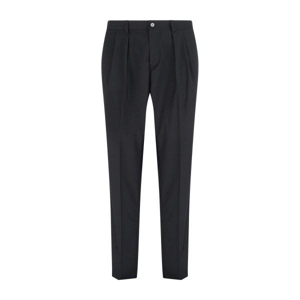 Daniele Alessandrini - Pantalone nero a palazzo con doppia pence per uomo |