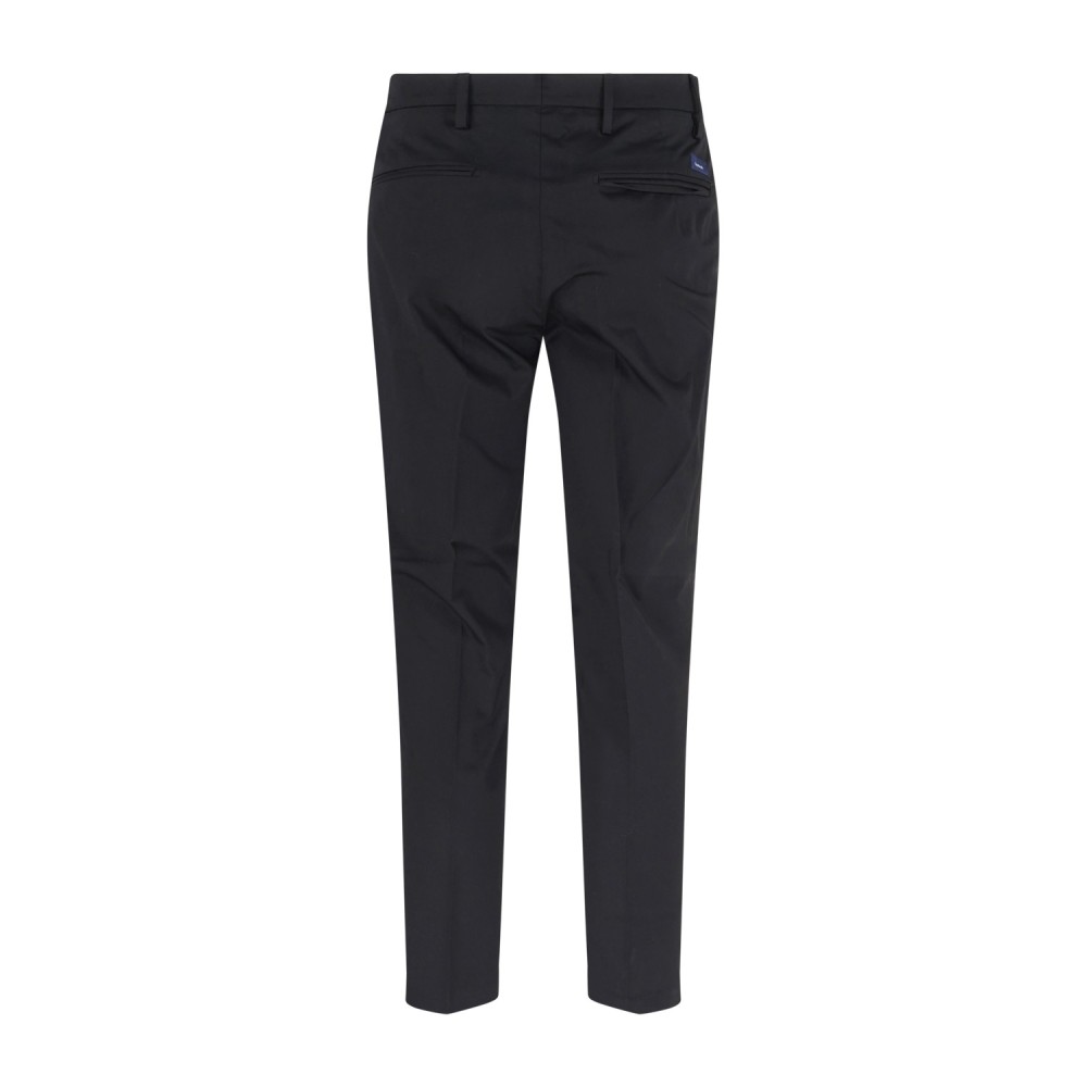 Barbati - Pantalone nero Oliver in cotone leggero con doppia pence over fit per